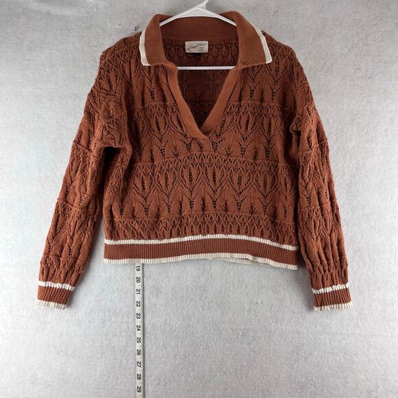 Universal Thread Knit Sweater Women's S Burnt Orange Cropped Academia Preppy - Picture 1 of 9